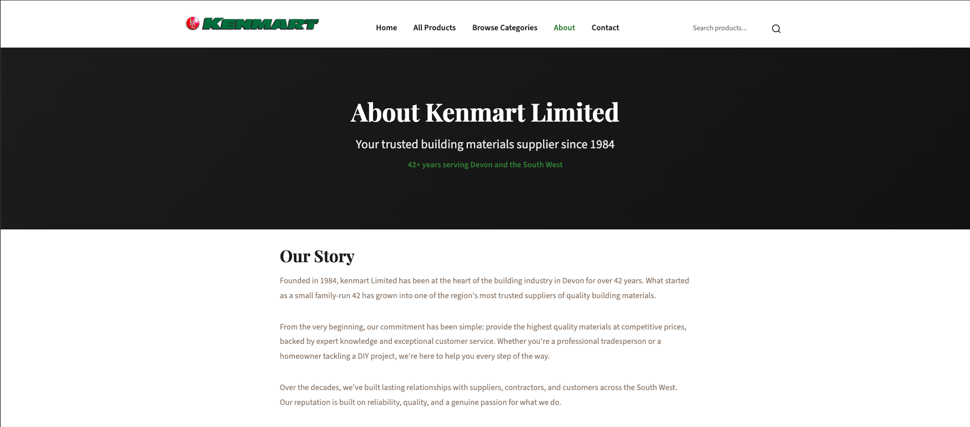 Kenmart's story from their about page
