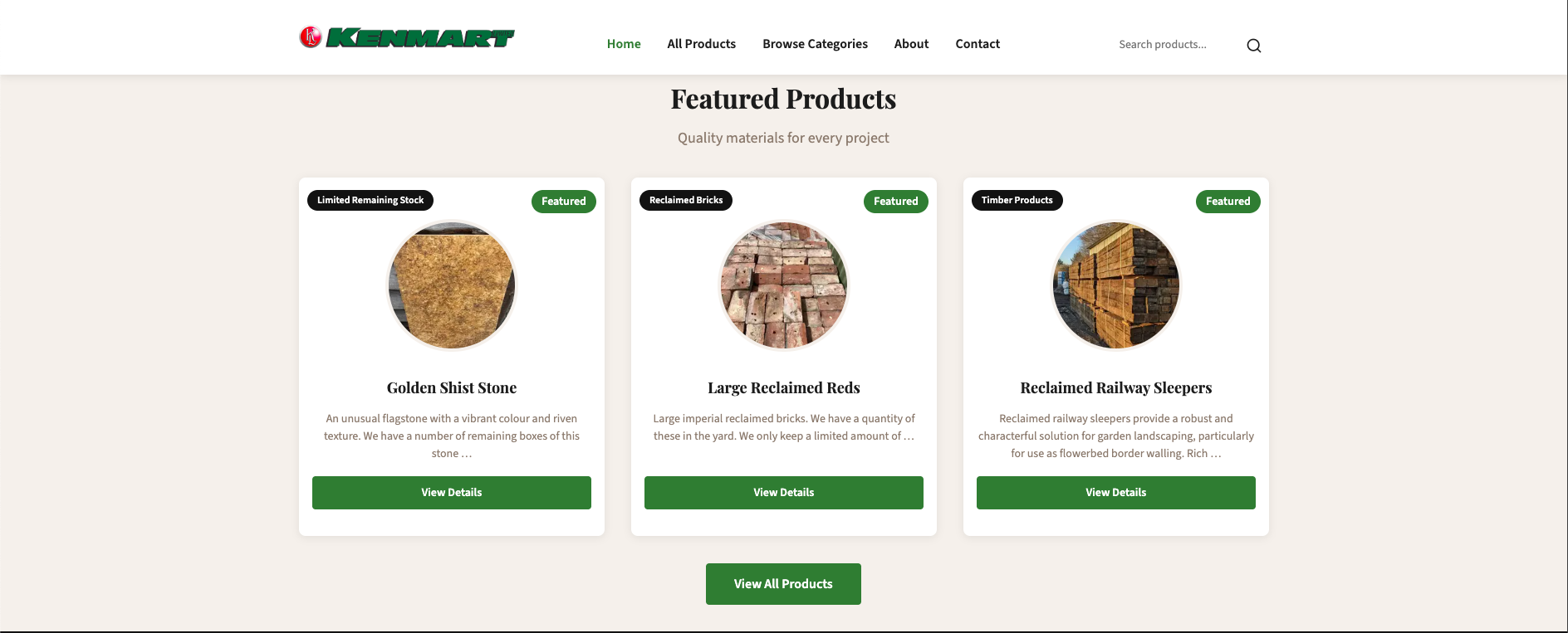 Featured products section on Kenmart's homepage