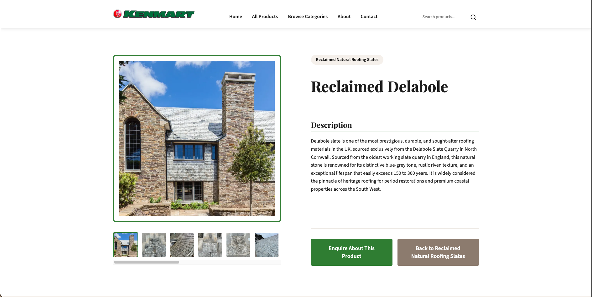 Example product page from Kenmart's website